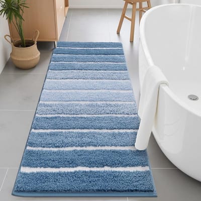 Badkamer Tapijt, Antislip Badmat, 60 x 120 cm, Waterabsorberend, Wasbaar, Comfortabel, Douchematt, Blauw