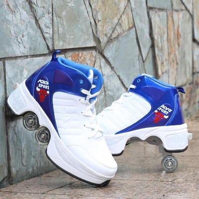 Chaussures de déformation invisibles à quatre roues, Double rangée, chaussures de sport à Double usage, patins à roulettes pour enfants 42
