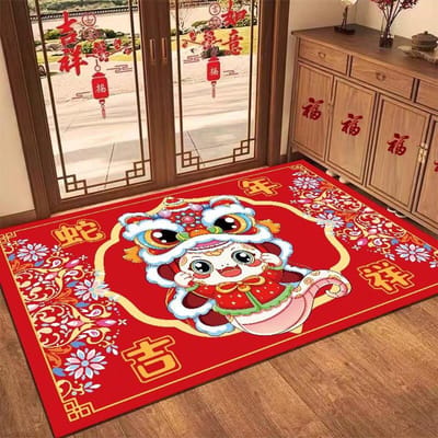 Jaar Slang Jaar Rode Diatomeeënaarde Mat Lente Festival Decoratieve Mat Absorberend Sneldrogend Antislip Entree Deurmat 50*80cm