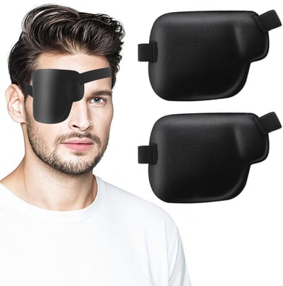 Dailygoods- Oogklep Medisch - 2 Stuks - Verstelbaar Oogmasker - Ooglapje voor Volwassenen/Kinderen - Zwart - Polyester/Katoen