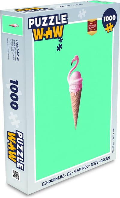 Puzzel IJshoorntjes - IJs - Flamingo - Roze - Groen - Legpuzzel - Puzzel 1000 stukjes volwassenen