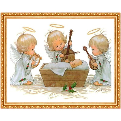 Couture diamant peinture point de croix ange de noël autocollant mural peinture diamant broderie 20X30CM beige