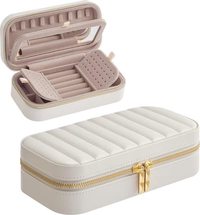 MIRA Home - Sieraaddoos - Leer - Wit - 10.5x20.5x6