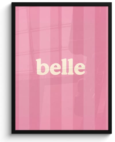Poster in lijst - Fotolijst 50x70 cm - Posters - Roze - Gestreept - Belle - Posterlijst zwart - Decoratie - Wanddecoratie woonkamer - Muurdecoratie slaapkamer