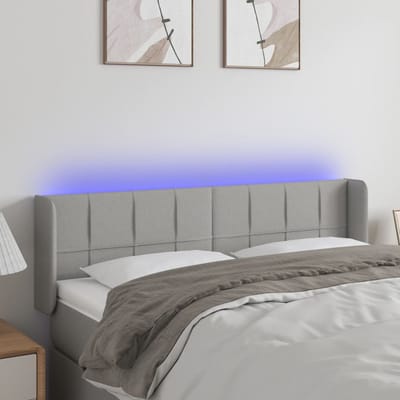 vidaXL - Hoofdbord - LED - 147x16x78/88 - cm - stof - lichtgrijs