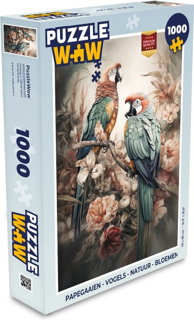 Puzzel Papegaaien - Vogels - Natuur - Bloemen - Legpuzzel - Puzzel 1000 stukjes volwassenen