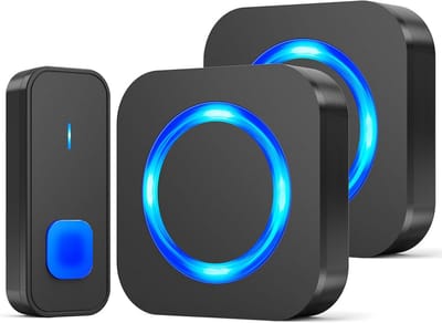 Draadloze Deurbel met 2 Ontvangers - Waterdichte Huisdeurbel, 400M Bereik, 55 Melodieën, 5 Volumes, Led-Display, Ideaal voor Buitengebruik