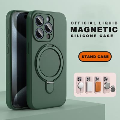 Magnetische Ringhouder Vloeibare Siliconen Stand Telefoonhoesje Voor iPhone 15 14 16 Plus 11 12 13 16 Pro Max Magsafe Beschermer Zachte Hoes For iPhone 13