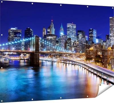 Gards Tuinposter Skyline New York in het Centrum - 160x120 cm - Tuindoek - Tuindecoratie - Wanddecoratie buiten - Tuinschilderij
