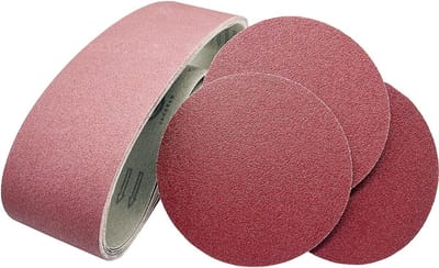 Sandschuurbanden set 100 x 915 mm (2X80/120/150/240/400) en 12 schuurdiscs Ø 150 mm (2X60/80/120/180/240/320) - Geschikt voor schuurmachines en verticaal schuren