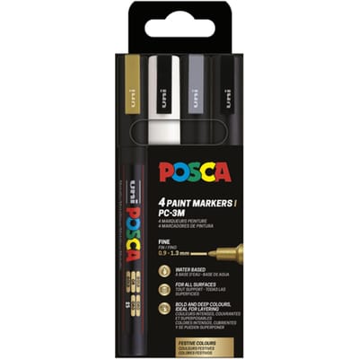 Paintmarker Uni POSCA PC3M fijn assorti set à 4 stuks