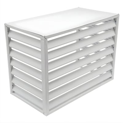 Privacyhek en scherm – Voor buitengebruik bij airconditioning – Vrijstaande AC-eenheidafdekking, 4-zijdig paneel voor tuin of terras – 0,8 mm dik, wit