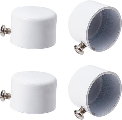 4Pcs Witte Metalen Gordijnroede Eindkappen - 28mm Cilindrische Gordijnroede Eindstukken voor Thuis en Kantoor - Roman Rod Accessoires
