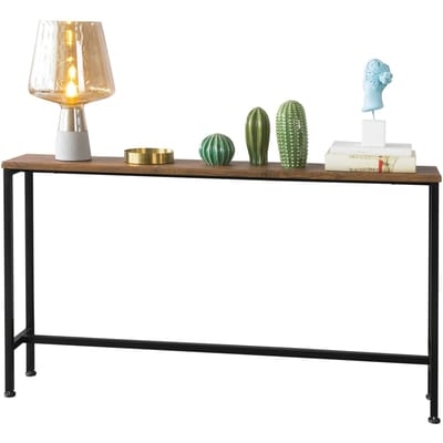 SoBuy Consoletafel Bijzettafel Haltafel – Natuur/Zwart 120x20x65cm, FSB19-N – Smal Design Hout/Metaal
