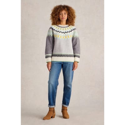 White Stuff Sunset Fairisle Jumper Grey Multi Size: 14 REGULAR | Sweaters Outlet | Dames | Blauw