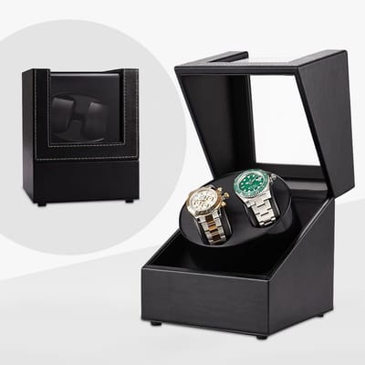 Watchwinder voor 2 horloges - Dubbele horlogewinder - Luxe afwerking - Houdt horloges op tijd - ShopVlot