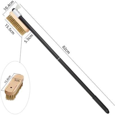 Brosse Four à Pizza Cuivre Brosse Poêle Poil Laiton Bois Long Manche Nettoyage Grill Brosse Four pour Petit Four Outil de Cuisine beige