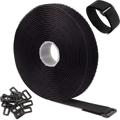 Dailygoods- Kabelriemen 5 m - Verstelbaar - Klittenband - Bevestigingskabelbinders - 25 Gespen - Sterke sluiting - Kabelbinder