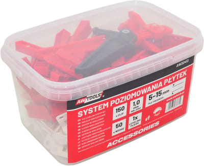 Awtools - Tegelniveausysteem - 1,0mm - Klipsen Set - 150+50 Stuks - Regelbare Tang