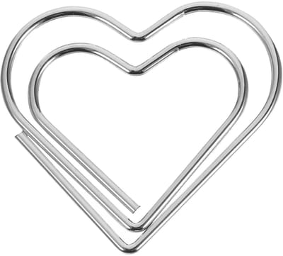 Fako Bijoux - 50x Clip Hart Zilver - Sluitclip - Paperclip - Papierklem - Cadeauverpakking - Trouwen - Geboorte - Zilverkleurig - 50 Stuks