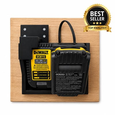 Oplader Houder Geschikt voor DeWalt DCB115 – Wandbeugel voor Acculader – Werkplaats Organizer – Ruimtebesparende Wandmontage – Zwart