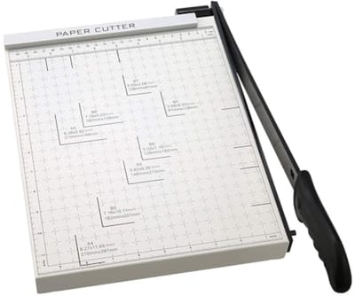 PromoHome Guillotine Papiersnijder - Handmatige snijmachine voor A4, A3, B4 - Snijcapaciteit 10 vellen - Met magneetclip en antislip - Wit