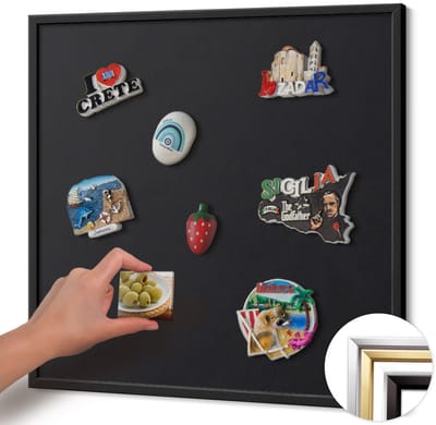 Wallfluent - Zwart Magneetbord in Stijlvolle Kleuren - 50 cm x 50 cm - Magneetbord met Zwarte Frame - Zwarte kleur - Memobord Magnetisch - Magnetisch Bord voor aan de Wand - Magnetisch Bord Rechthoekig
