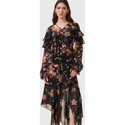 AllSaints Fresca Dress Petra Sepia Brown Taglia: 2 | Maxi abiti Outlet | Donna | Marrone