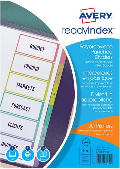 Tabblad Avery Ready Index - 6 stuks