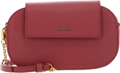 COCCINELLE Leren Schoudertas Faint Mini Bag Grained Leather Pot Lichtrood