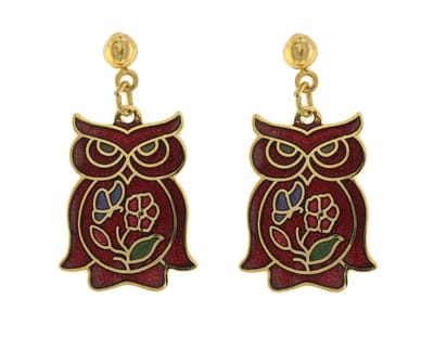 Behave - Oorhangers dames - uilenmotief - rood - 2,5 cm