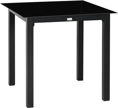 Wishdor - Tuintafel - Vierkant - Verstelbare Voetdoppen - Voor Tuin En Balkon - Aluminium En Gehard Glas - Zwart - 80 X 80 X 74 Cm