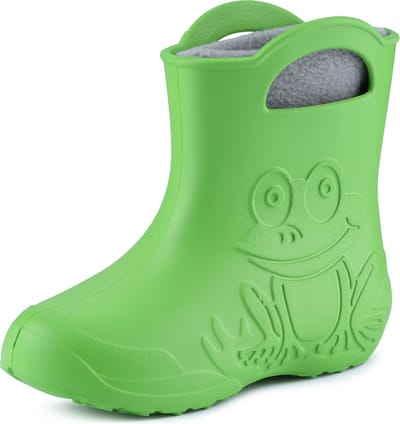 Ladeheid LA-CA-FrogWinter Kinder Regenlaarzen - Rubber - met Binnenschoen - EVA - Wasbare Binnenschoen - Groen/Grijs - 30/31