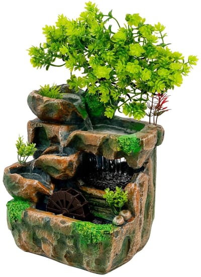 Geargalaxy Decorfontein - Desktop Fontein met Rotslandschap en Boom - Kamerfontein - Zenfontein - Sierfontein - Voor Thuis of Kantoor