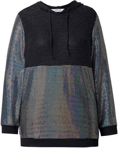 Angel of Style - Dames - Hoodie trui met capuchon metallic effect pailletten - Zwart - Maat 42