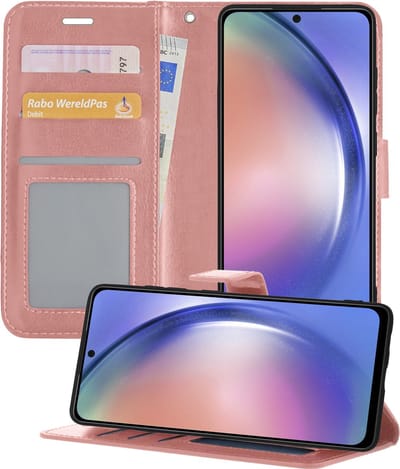 Hoesje - Geschikt voor Samsung Galaxy A54 - Luxe Bookcase - Walletcase Hoes - Portemonnee - Cover - Telefoonhoes - Rosé goud