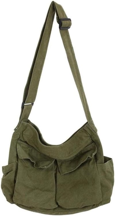 Ruime Canvas Schoudertas met Meerdere Vakken, Ideaal als Hobo Crossbody Tas voor Dames en Heren, Casual en Functioneel Accessoire