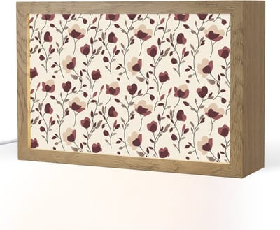 Tafellamp 30x20 cm - LED lamp - Bloemen - Botanisch - Bordeaux - Decoratieve tafellampen - Dimbaar - Tafellampje slaapkamer - Woonkamer binnen