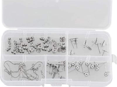 Pakket - Stainless Steel Oorstekers met Sluiting (5 verschillende soorten) Antiek Zilver
