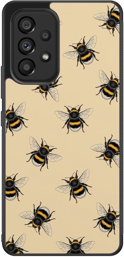 Leuke Telefoonhoesjes - Hoesje geschikt voor Samsung Galaxy A53 - Bijen print - Backcover zwart - Print / Illustratie - Bruin