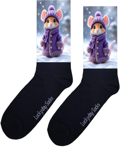 Muis - Opkikker - Grappige sokken - Valentijns cadeau - Verjaardag cadeau - Sint cadeau - Leuke sokken - Sneeuw - Natuur - Vrolijke sokken - Cadeautje - Grappige cadeau - Kerstsokken - Vaderdag - Moederdag - Socks maken Happy - 37-44