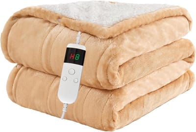 Elektrische Deken - Verwarmde Plaid - Warmte en Comfort - Automatische Uitschakeling - 130 x 180 cm - Khaki