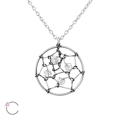 Amanto Ketting Elphi - 925 Zilver E-Coating - Swarovski - ∅17mm - 45cm