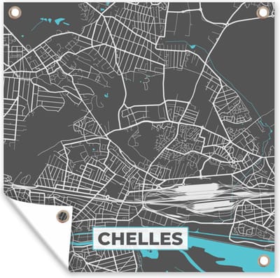 Tuin poster Frankrijk – Plattegrond – Kaart – Chelles – Stadskaart - 200x200 cm - Tuindoek