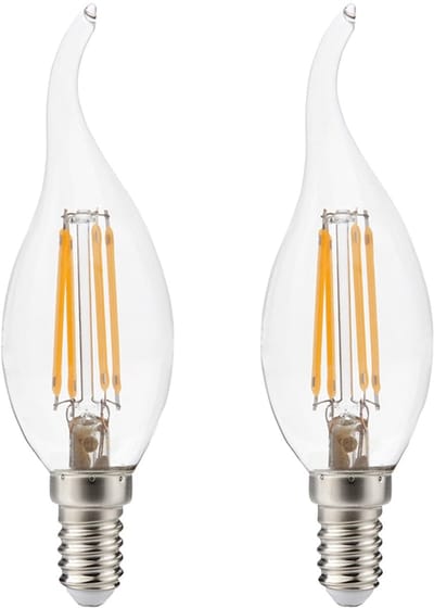 Kobi LED Filamentlamp E14 4W - 470lm - 3000K - 360° - 230V - Druppelvorm - Voor Nachtlamp, Wandlamp of Tafellamp - 2 stuks