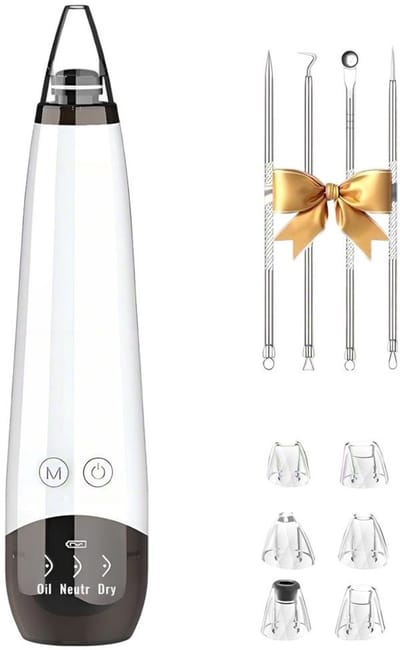 OYLCDI Microdermabrasie apparaat - Poriënreiniger - Mee-eters verwijderaar - Poriezuiger - 6 Zuigkoppen - Dieptereiniging - USB-oplaadbaar - Wit - Comedonen Extractor - Geschenkset - 3 Modi - Voor alle huidtypes