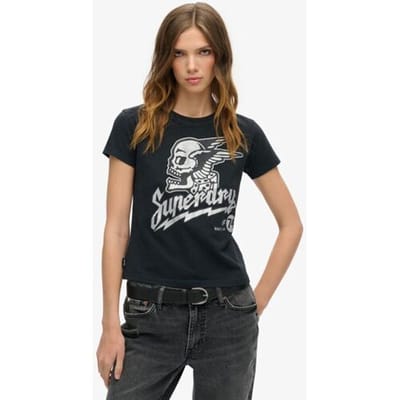 Superdry - T-shirt met versierde posterprint en aansluitende pasvorm - Dames - T-shirts
