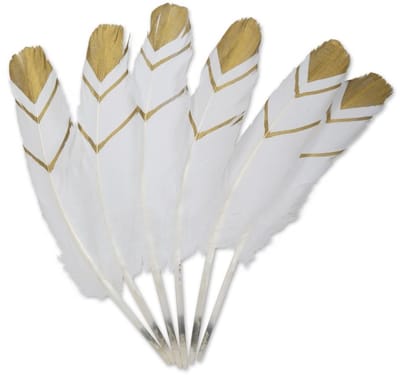 Veren wit/goud - set 6 stuks - 18cm