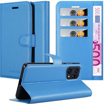 Cadorabo Hoesje geschikt voor Oppo FIND X5 PRO in PASTEL BLAUW - Beschermhoes met magnetische sluiting, standfunctie en kaartvakje Book Case Cover Etui