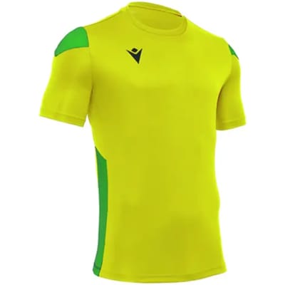 Macron Polis Shirt Korte Mouw Kinderen - Geel / Groen | Maat: 7-8 Y